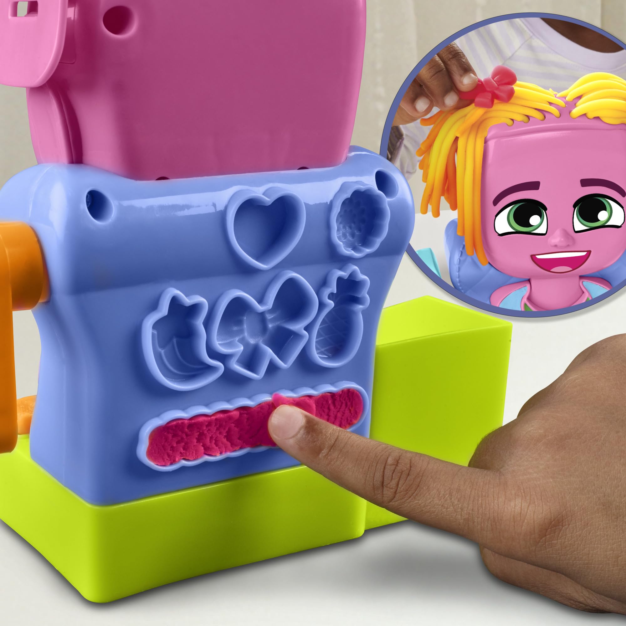 Play-Doh storage compartments keep tools organized.