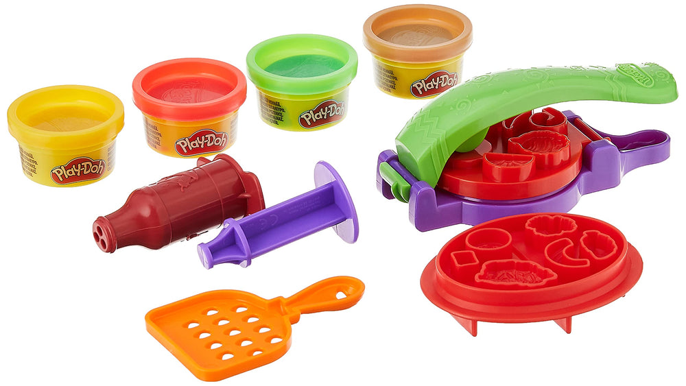 Play-Doh Taco Time hot sauce tool sparks decorative toppings during playtime.