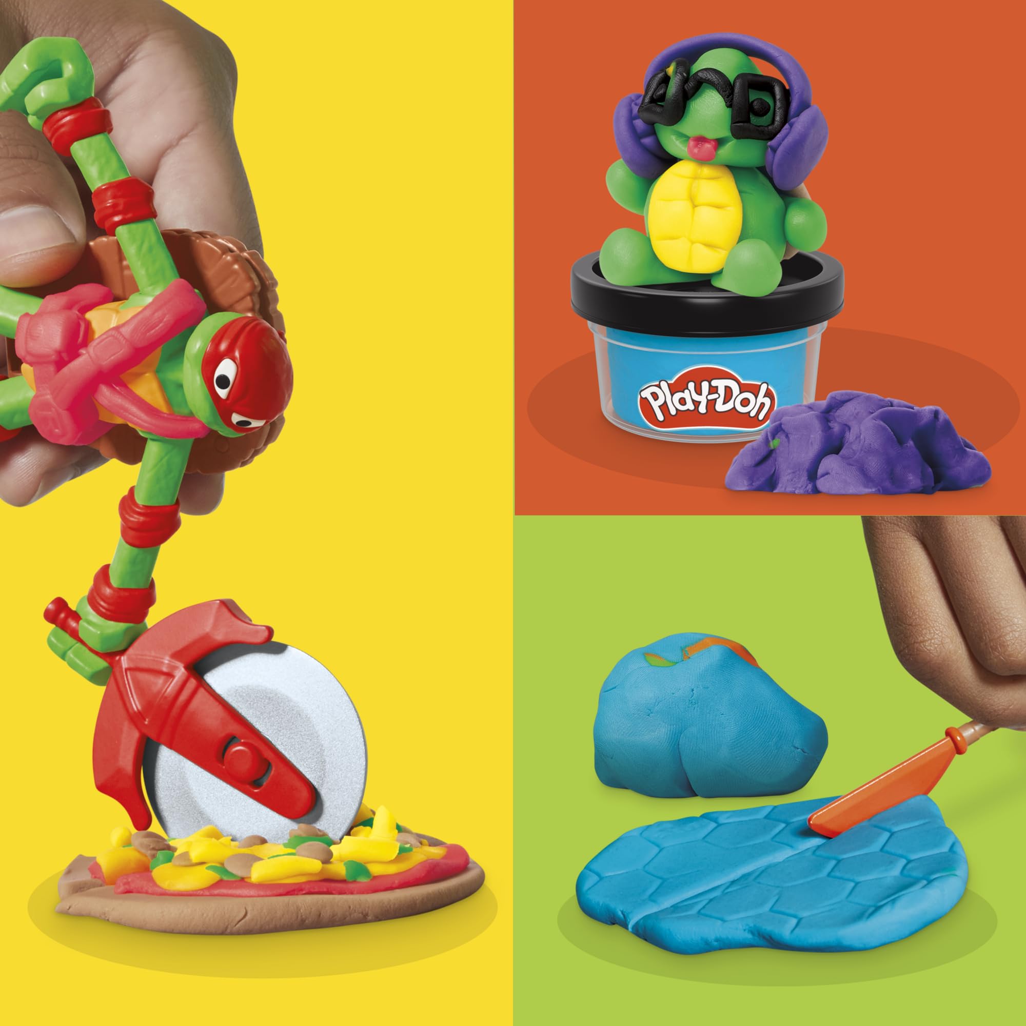 Play-Doh TMNT Raphael bendy figure promoting pretend battles