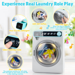 PLAY Doll clothes in washing machine for role-play.