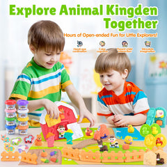 PLAY Farm Animals Color Dough Figures showcase 3D animal shapes for imaginative role-play and learning.