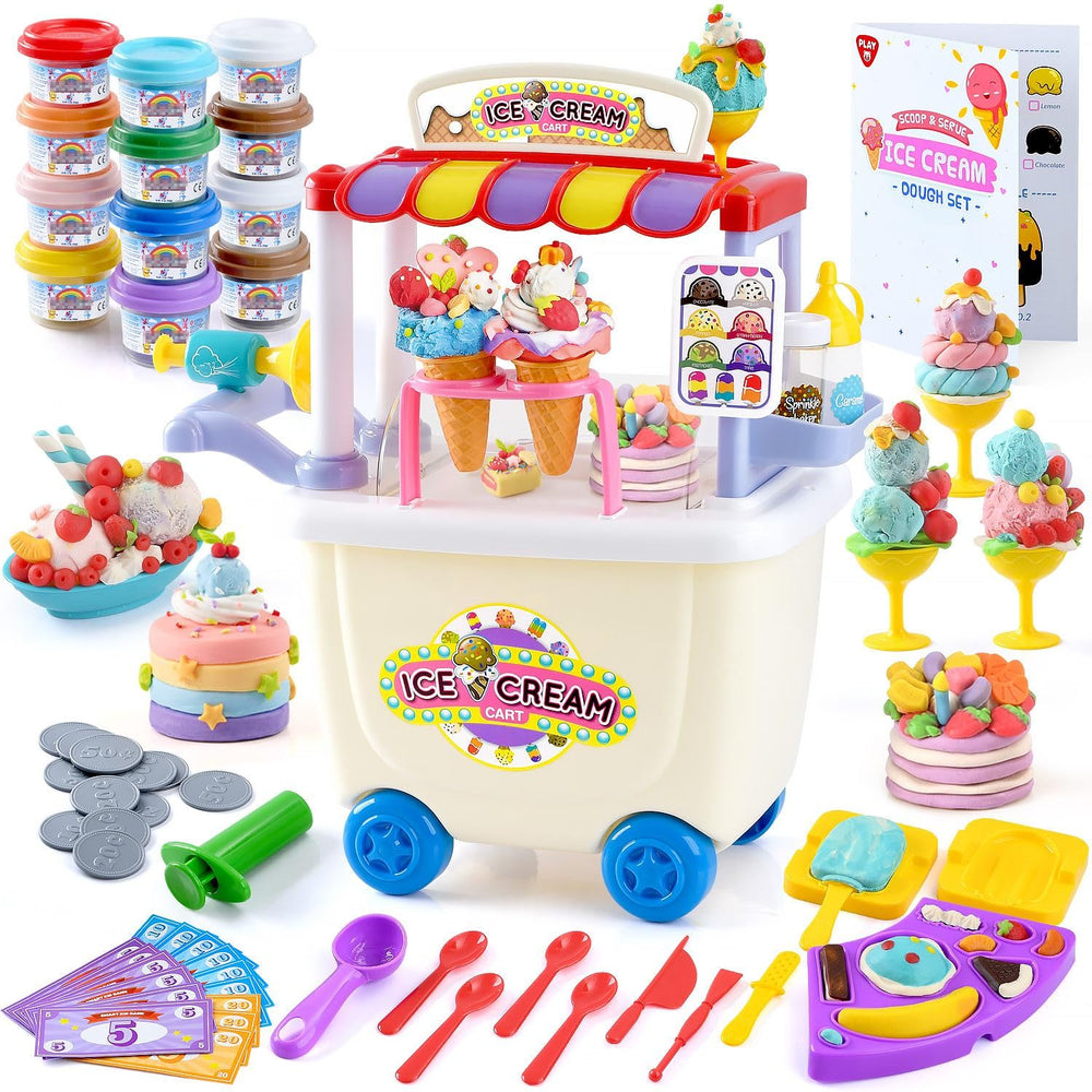 PLAY Ice Cream Cart Toy with color dough sets sparks imaginative play and social interaction