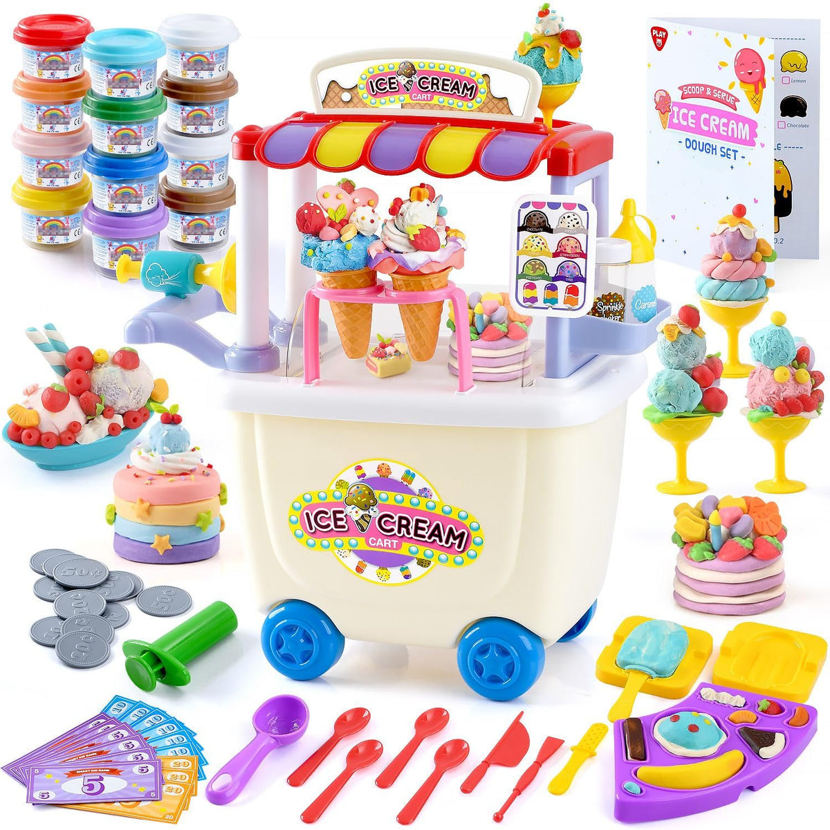 PLAY Ice Cream Cart Toy with color dough sets sparks imaginative play and social interaction