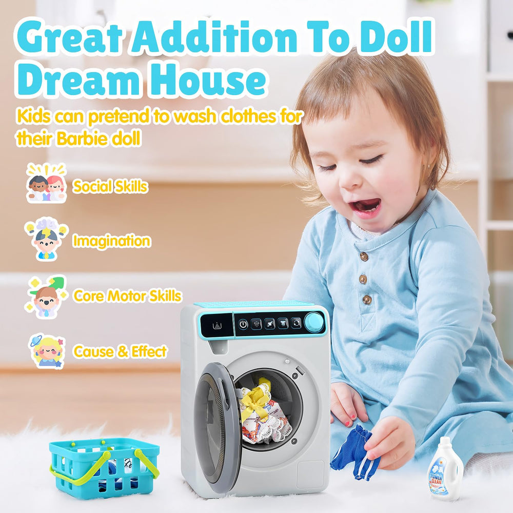 PLAY Kids Washing Machine lights and sounds add engaging sensory feedback.