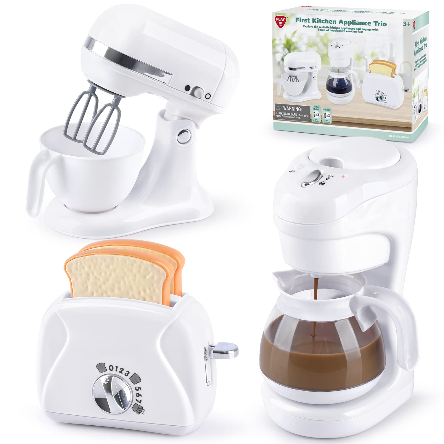 PLAY kitchen coffee maker toy with lights, inviting imaginative play