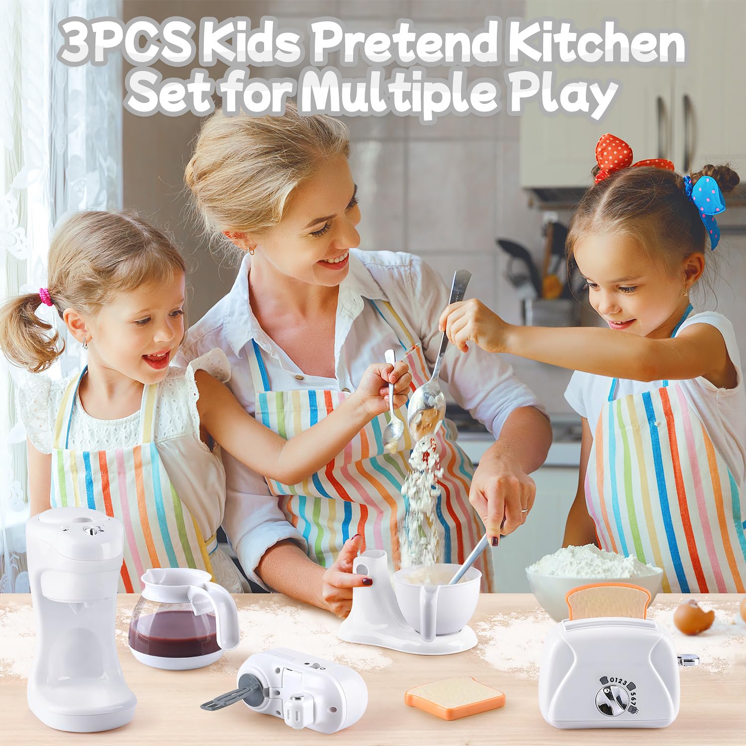 PLAY kitchen mixer toy rotates as kids bake pretend cookies