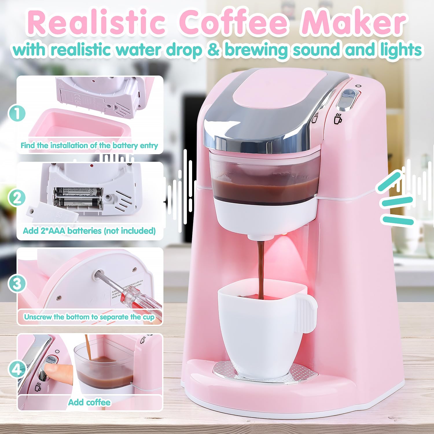 PLAY Kitchen toaster toy with pop up action and indicators for meals
