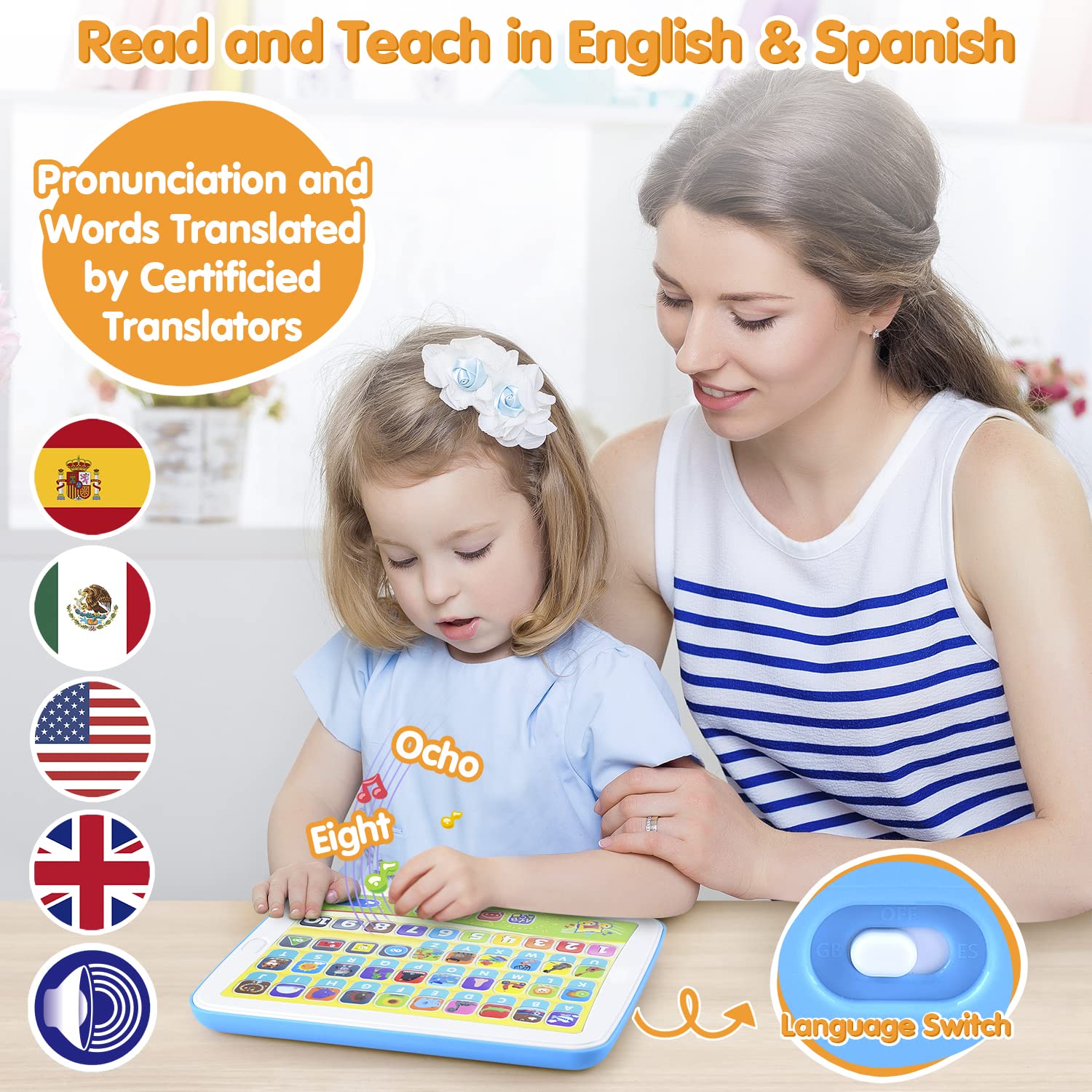 PLAY learning tablet with quizzes boosts memory and word recognition.