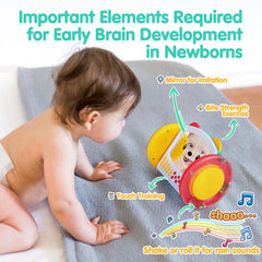 PLAY Montessori teether with silicone ears soothes gums and engages touch.