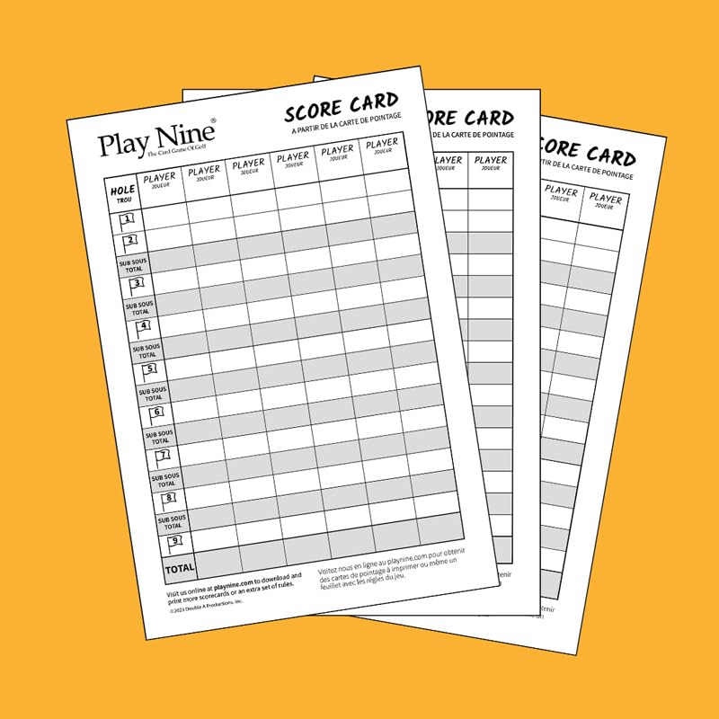 Play Nine travel-ready scorecard pads with 25 double-sided sheets each.