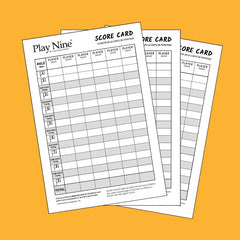 Play Nine travel-ready scorecard pads with 25 double-sided sheets each.
