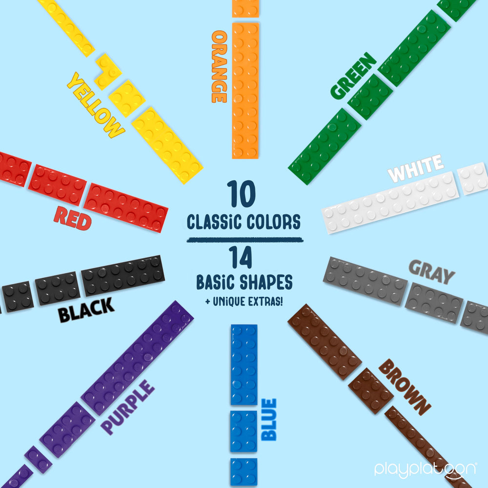Play Platoon bricks in 10 classic colors brighten builds and storytelling.