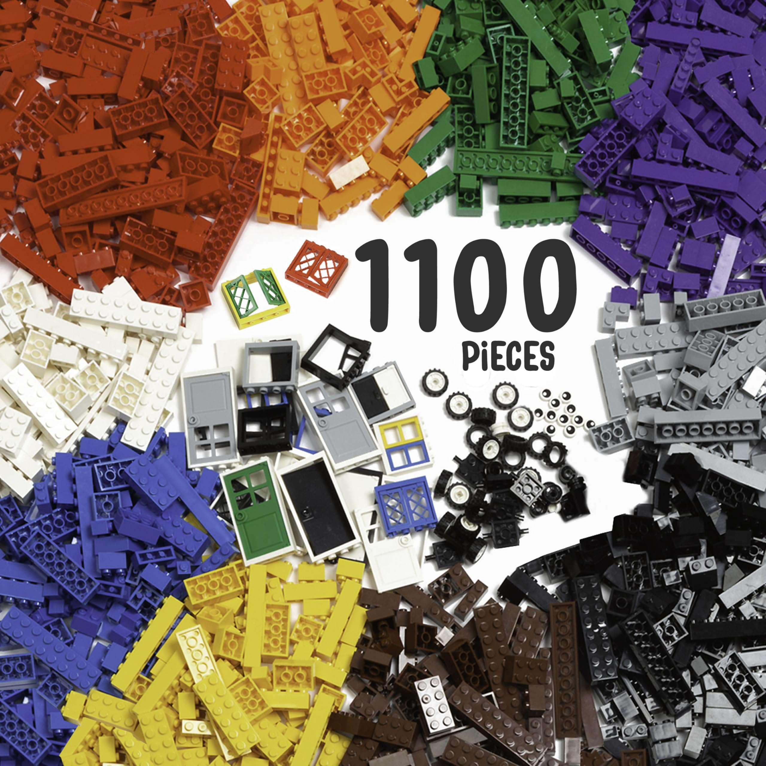 Play Platoon 1100-piece bricks set in vibrant colors for creative, open-ended play.