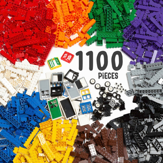 Play Platoon 1100-piece bricks set in vibrant colors for creative, open-ended play.