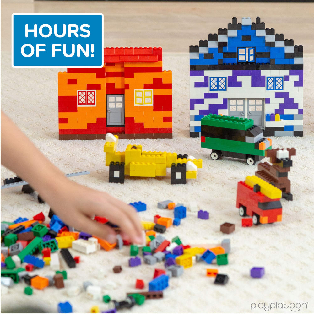Play Platoon 400-piece windows-doors-roofs set durable pieces enable long play sessions.