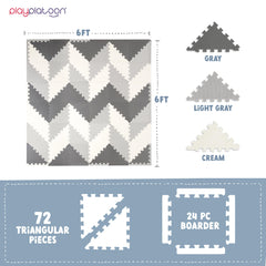 Play Platoon 72 triangular pieces enable endless layout options for kid-friendly activities.