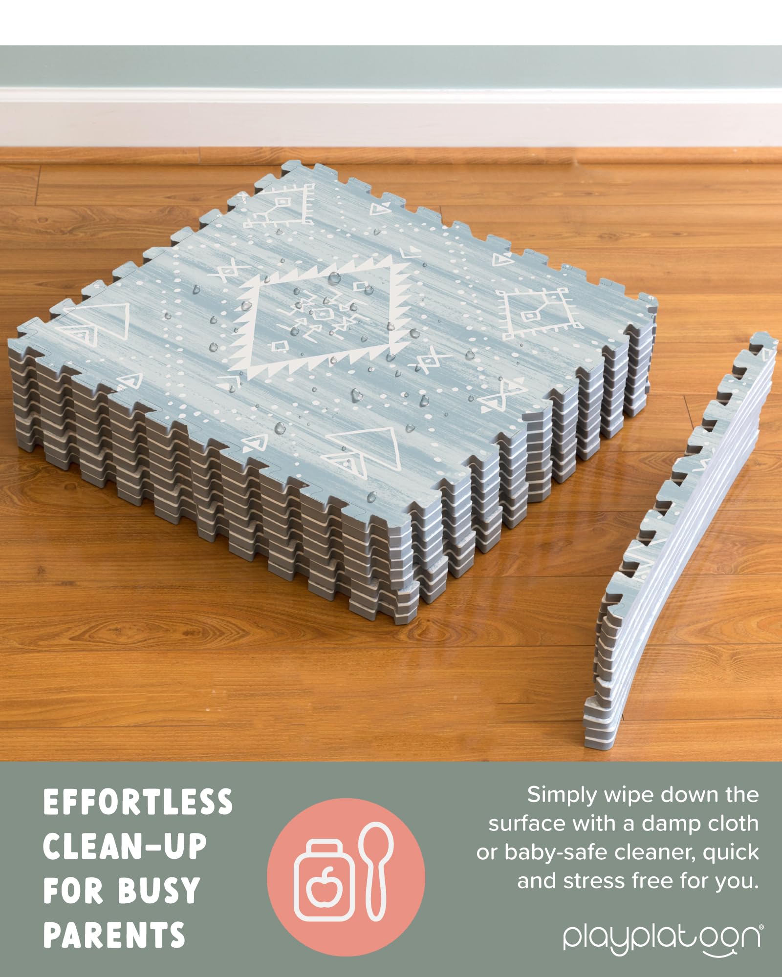 Play Platoon 72x72-inch play mat creates a large, safe space for kids.