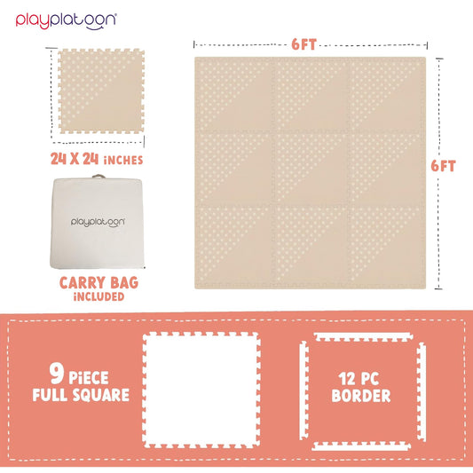 Close-up of extra-thick 5/8 inch foam tiles from Play Platoon for cushioned tummy time