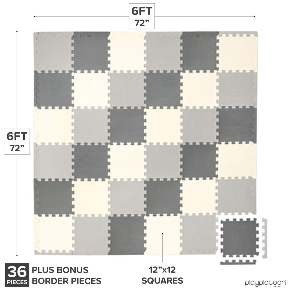 Close-up of 12x12 inch tiles showing extra thick cushioning by Play Platoon