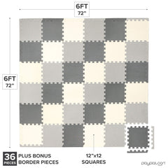 Close-up of 12x12 inch tiles showing extra thick cushioning by Play Platoon