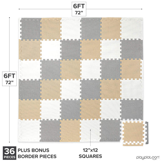 Play Platoon five-eighth-inch thick foam tiles offer extra comfort.