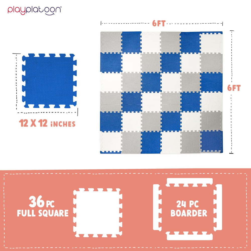 Play Platoon foam puzzle floor mat cream tile arranged for a bright play area.