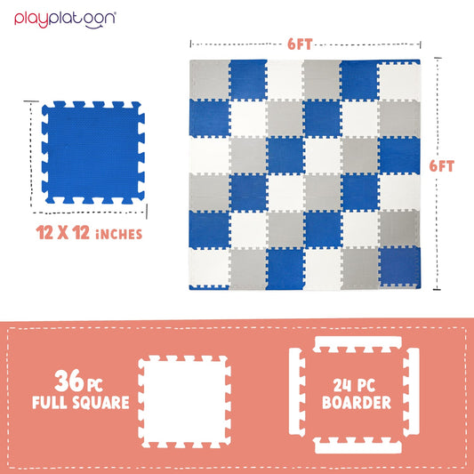 Play Platoon foam puzzle floor mat cream tile arranged for a bright play area.