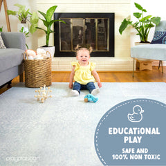 Gray boho design tile from Play Platoon adds modern style to play spaces.