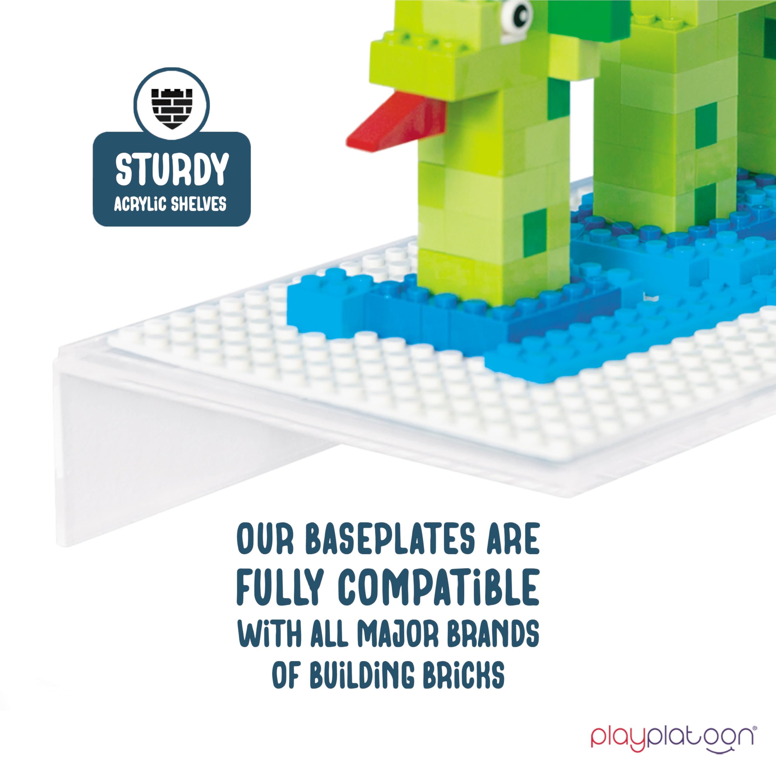 Play Platoon white, Lego-compatible display shelves for versatile collections