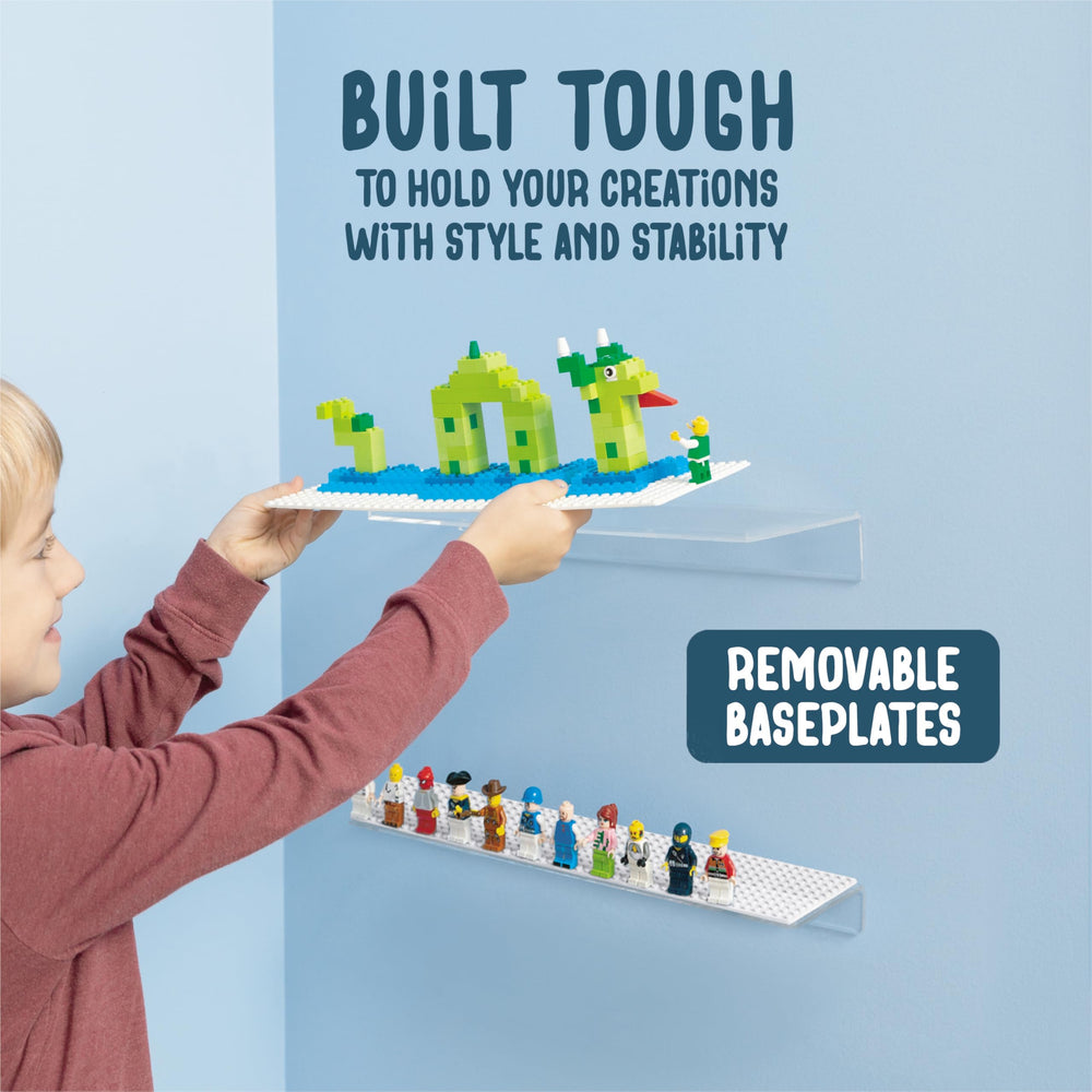 Play Platoon Megablox-compatible shelf in white for easy coordination