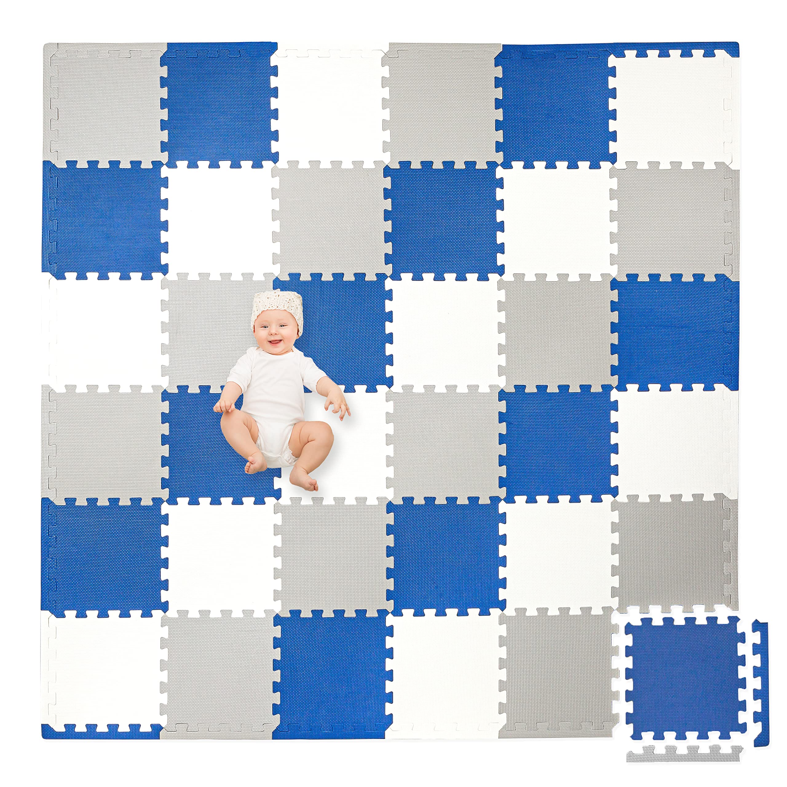 Play Platoon non-toxic foam puzzle floor mat grey tile shows thick cushion and safety.