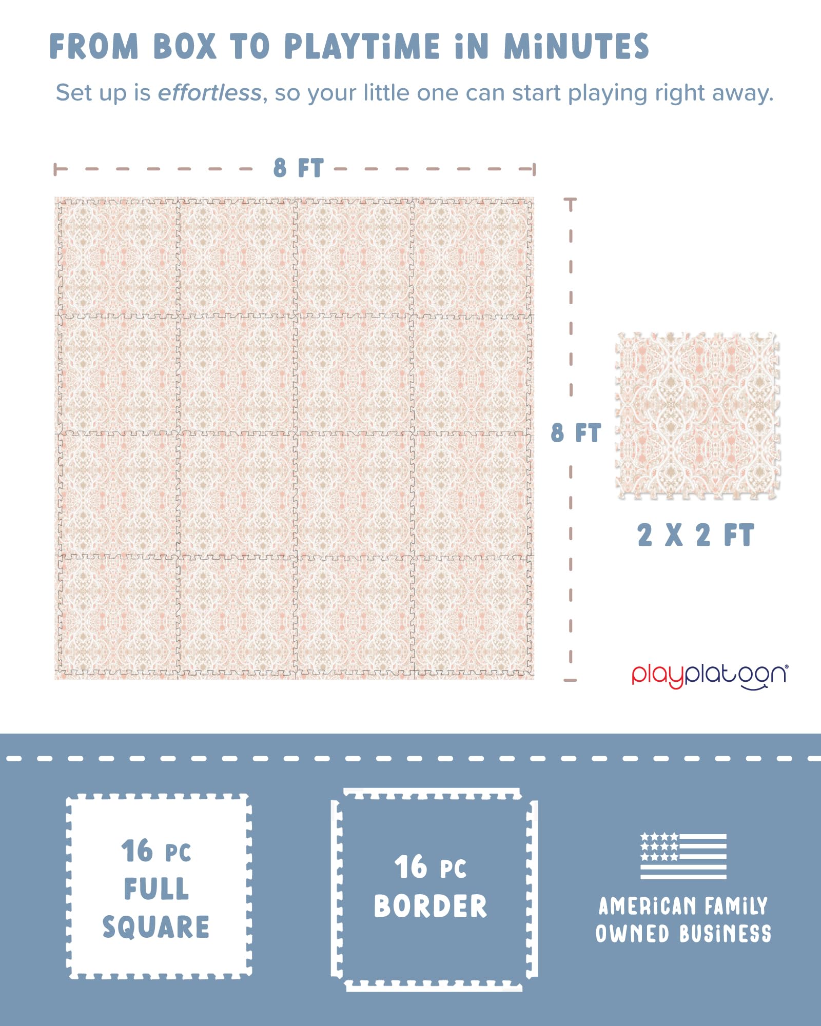 Play Platoon Petal tile interlocking system creates a safe play area