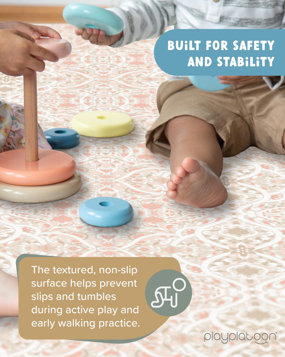 Play Platoon Petal tile assembles quickly for flexible room layouts