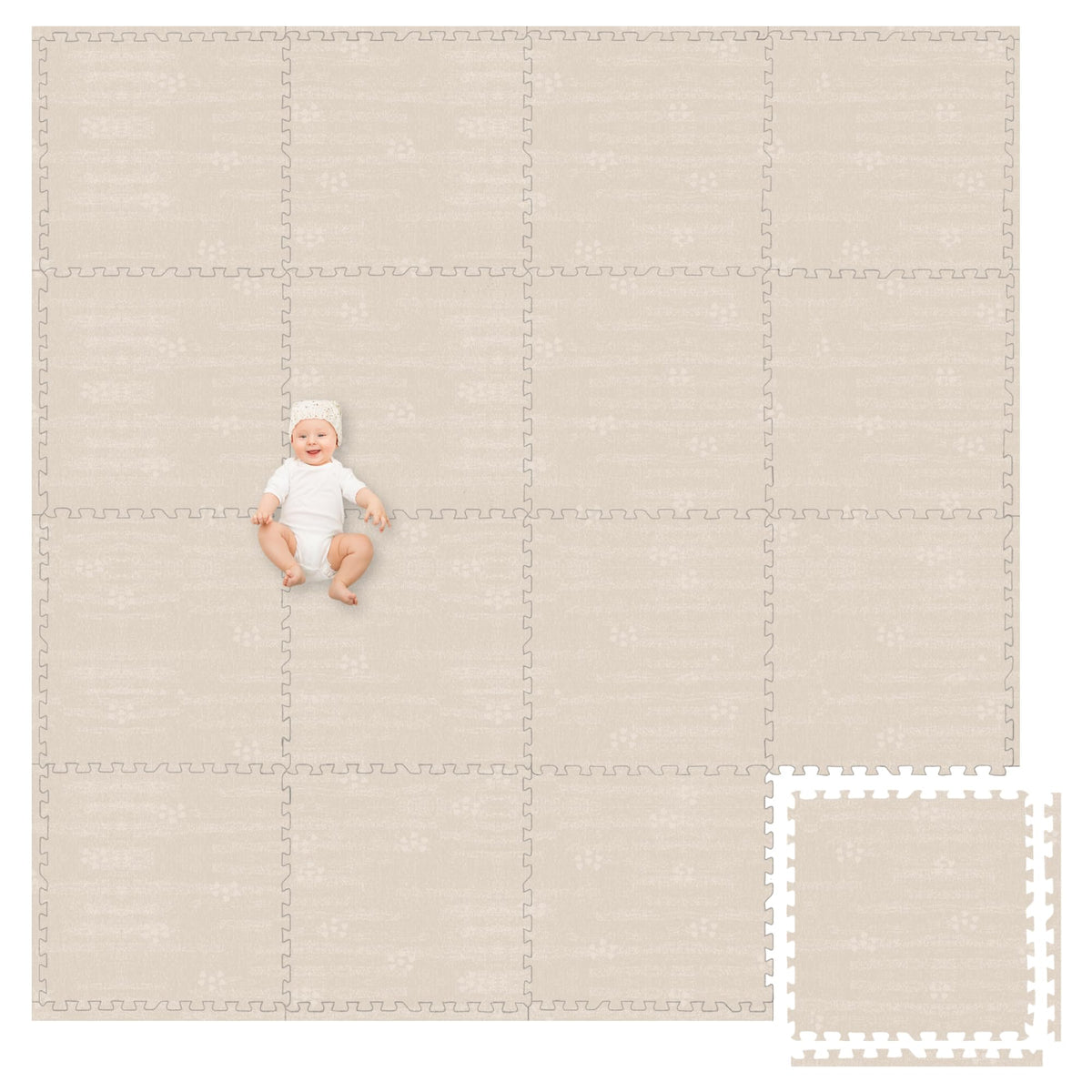 Play Platoon non-toxic play mat tile closeup showing safe cushioned surface for crawlers