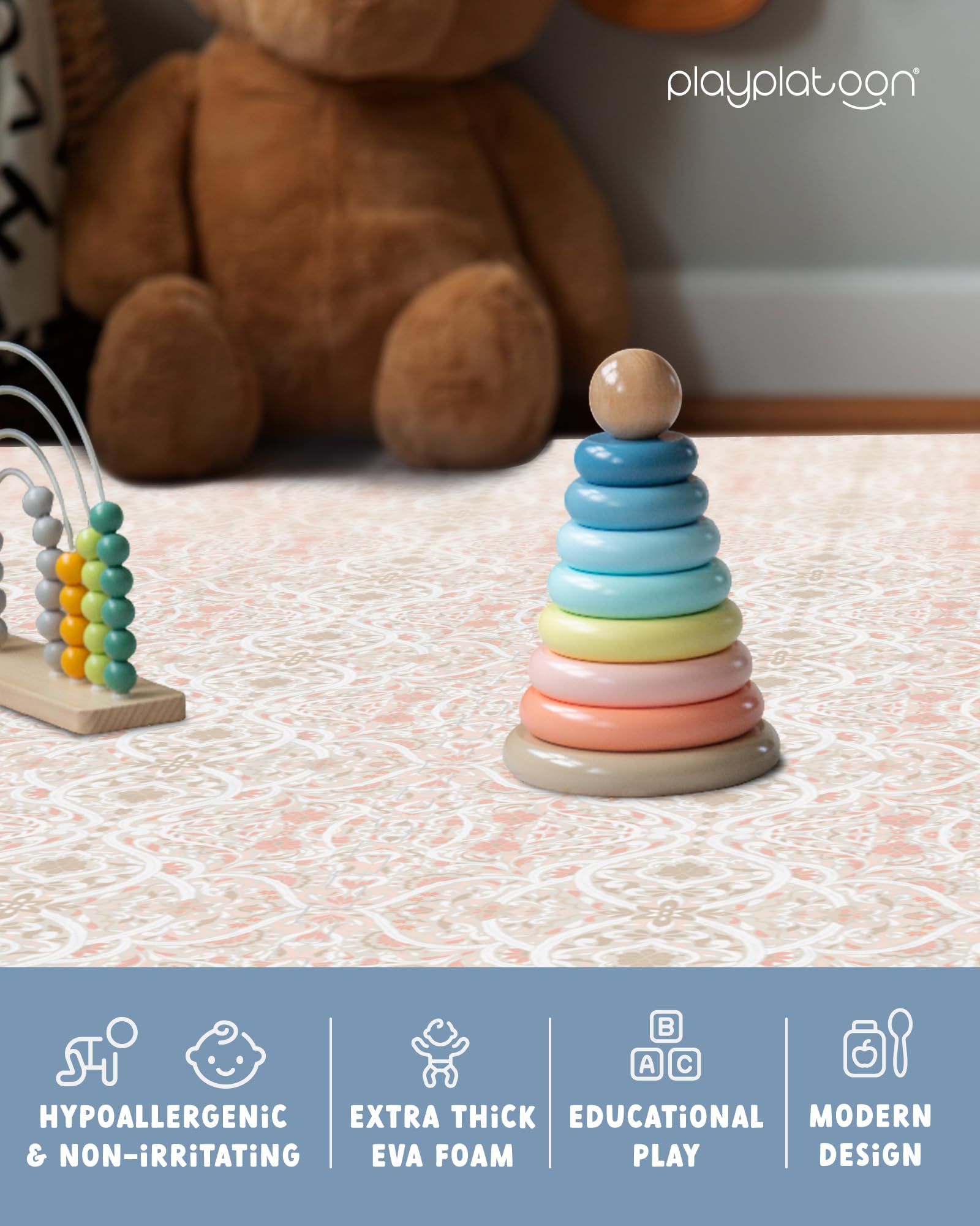 Nursery layout with Petal tiles for soft flooring.