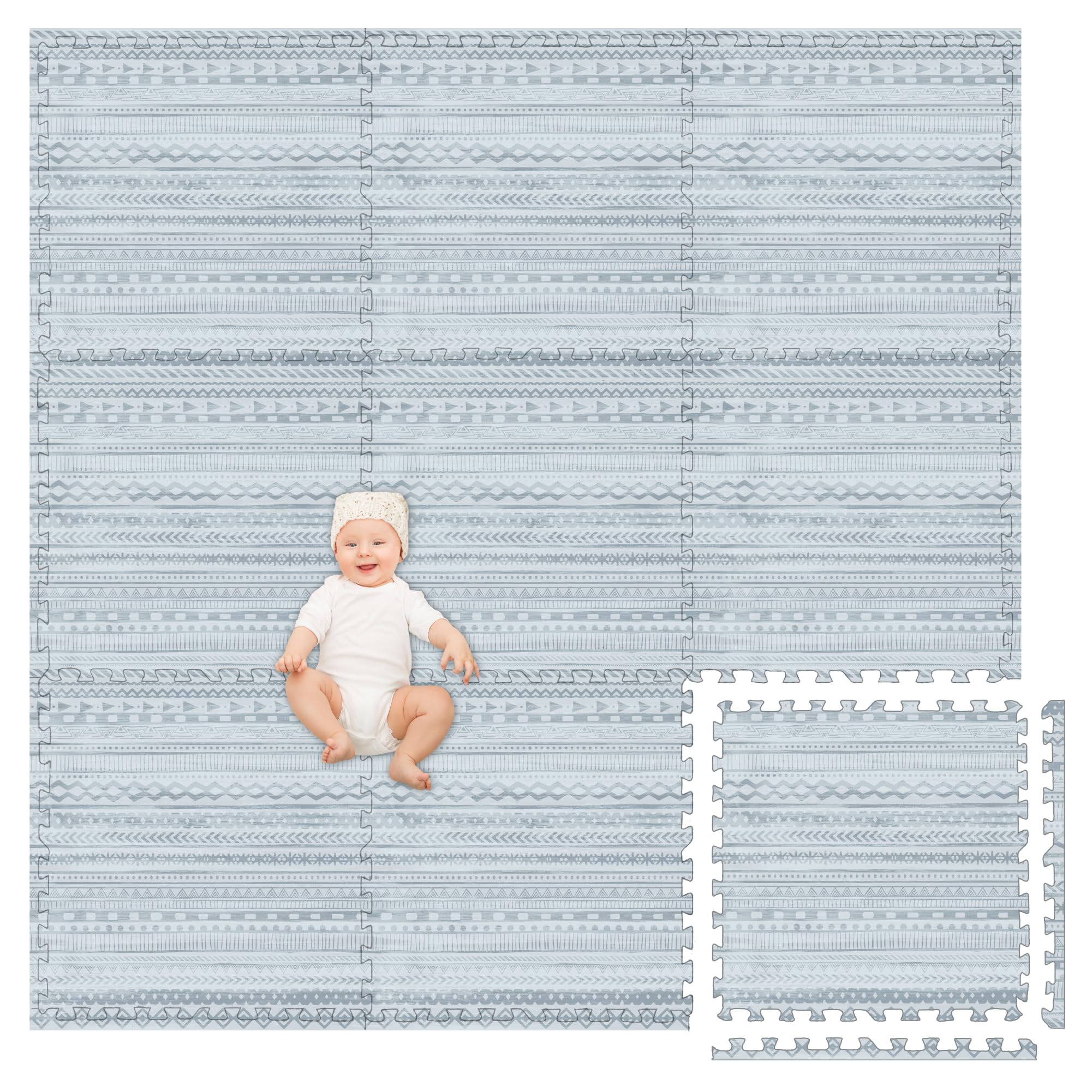 Play Platoon Acadia print tiles ideal for a calm toddler playroom setup.