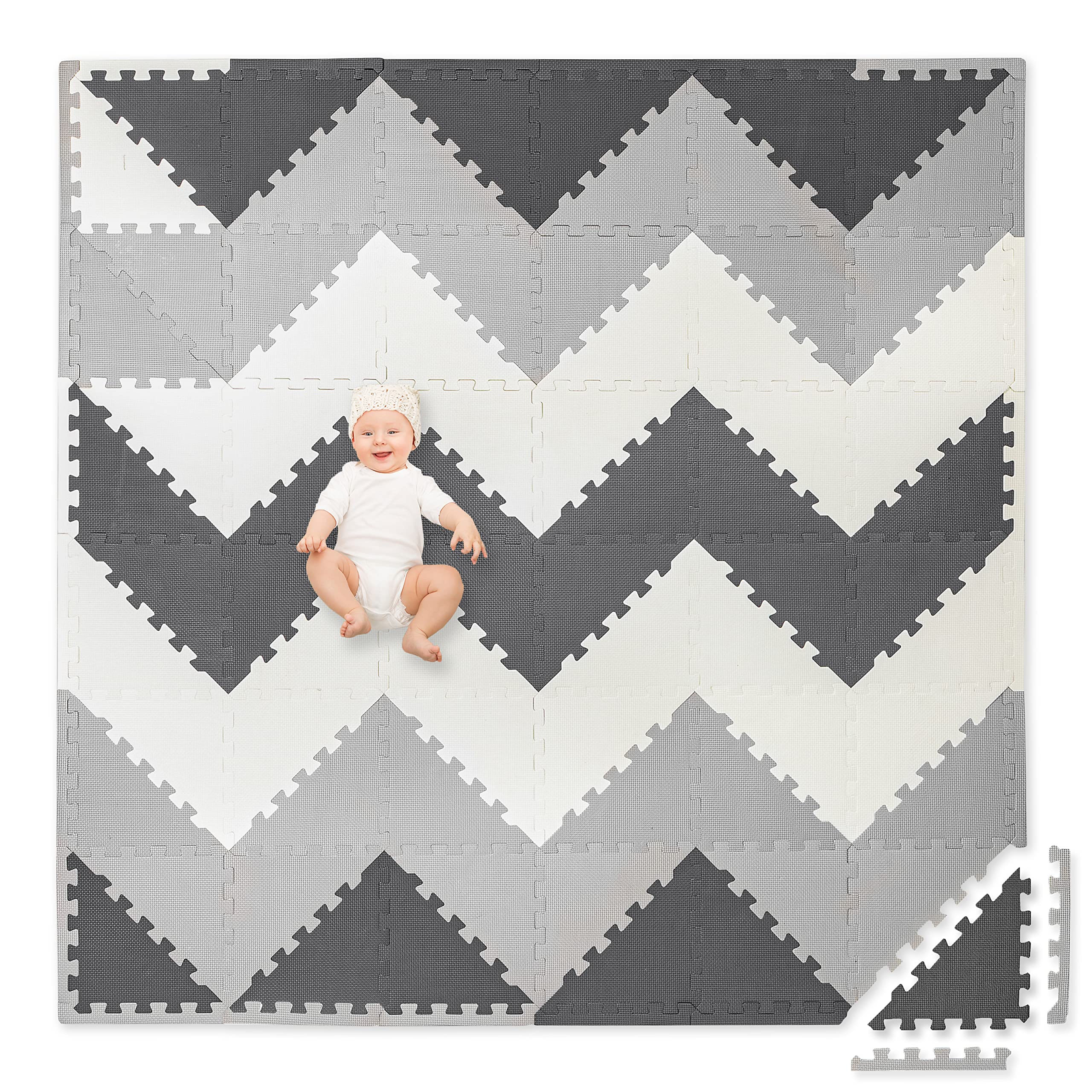 Play Platoon triangle play mat tiles form a soft, cushioned surface for imaginative play.