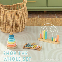 Play Platoon wooden abacus in a cozy playroom setting