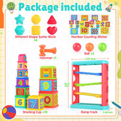 PLAY Pound a Ball three balls in view supporting grasp and cause-effect learning.