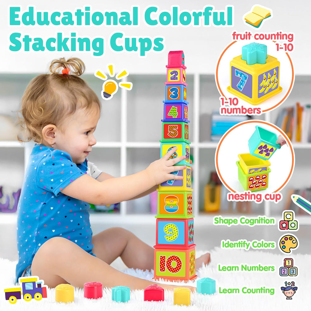 PLAY Pound a Ball stacking cups neatly nested for early counting practice.