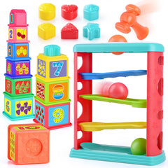 PLAY Pound a Ball tower top view, ideal for pounding play and fine motor practice.