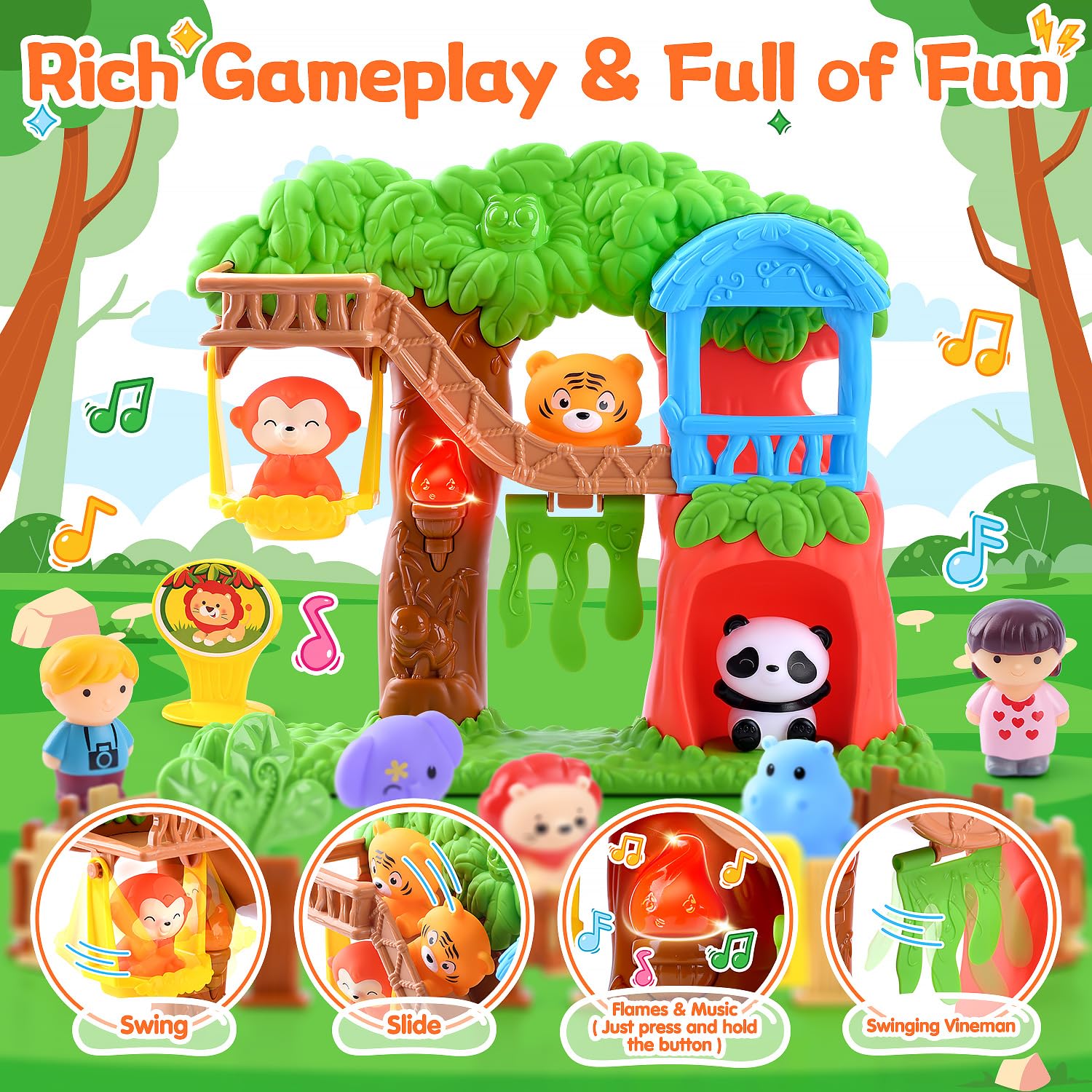PLAY signs and small bush add realistic zoo details to the scene