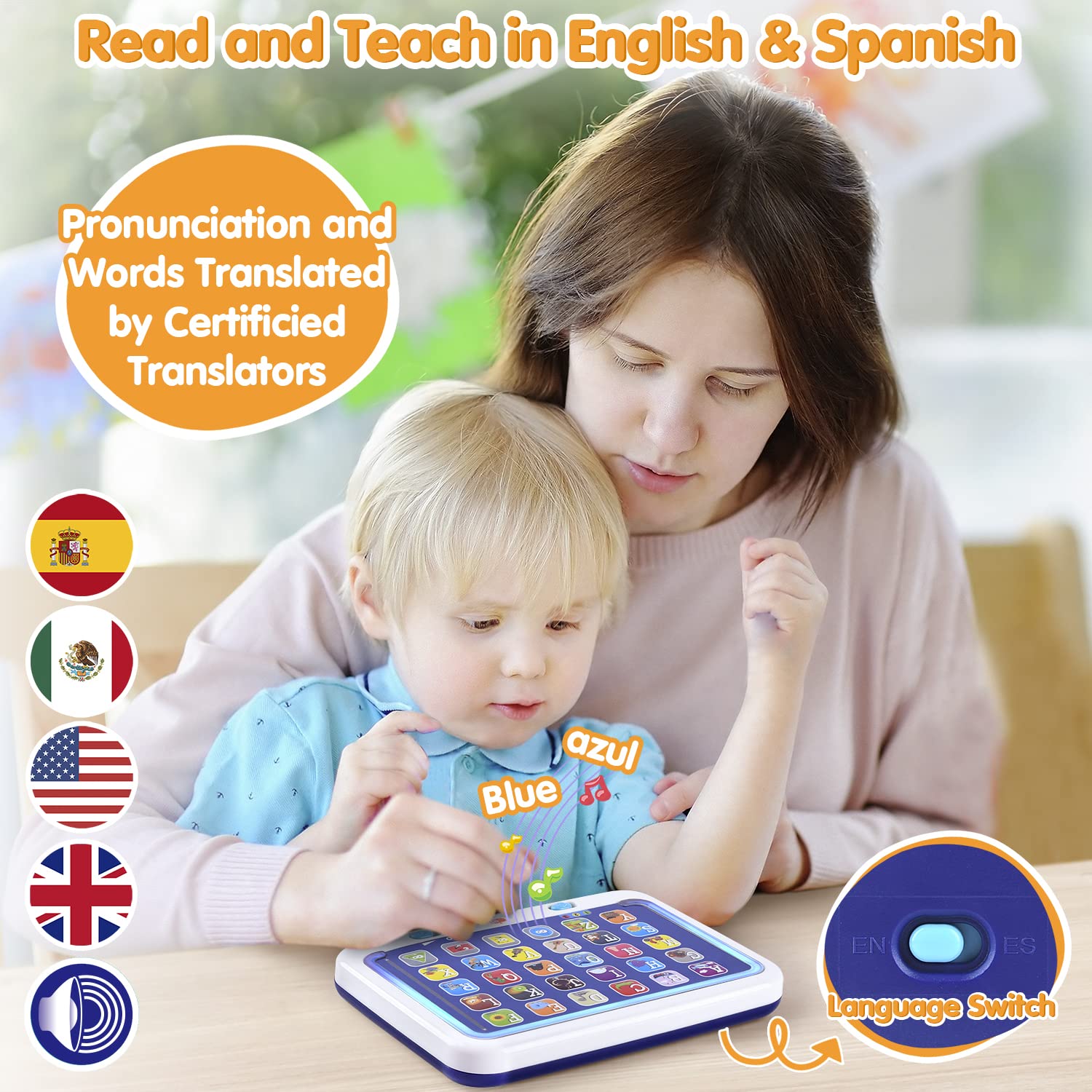 PLAY tablet alphabet letters display helps kids learn letters visually.