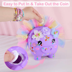 Play Tailor piggy bank bottom knob enables easy coin access