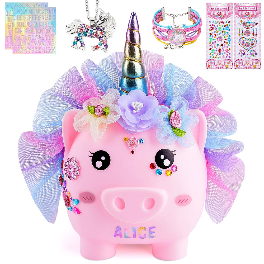 Play Tailor unicorn piggy-bank with DIY stickers kit for creative savings