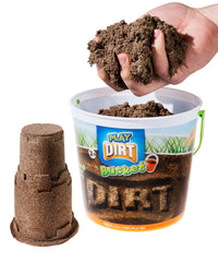 Play Visions dirt bucket closeup shows moldable texture for easy indoor play