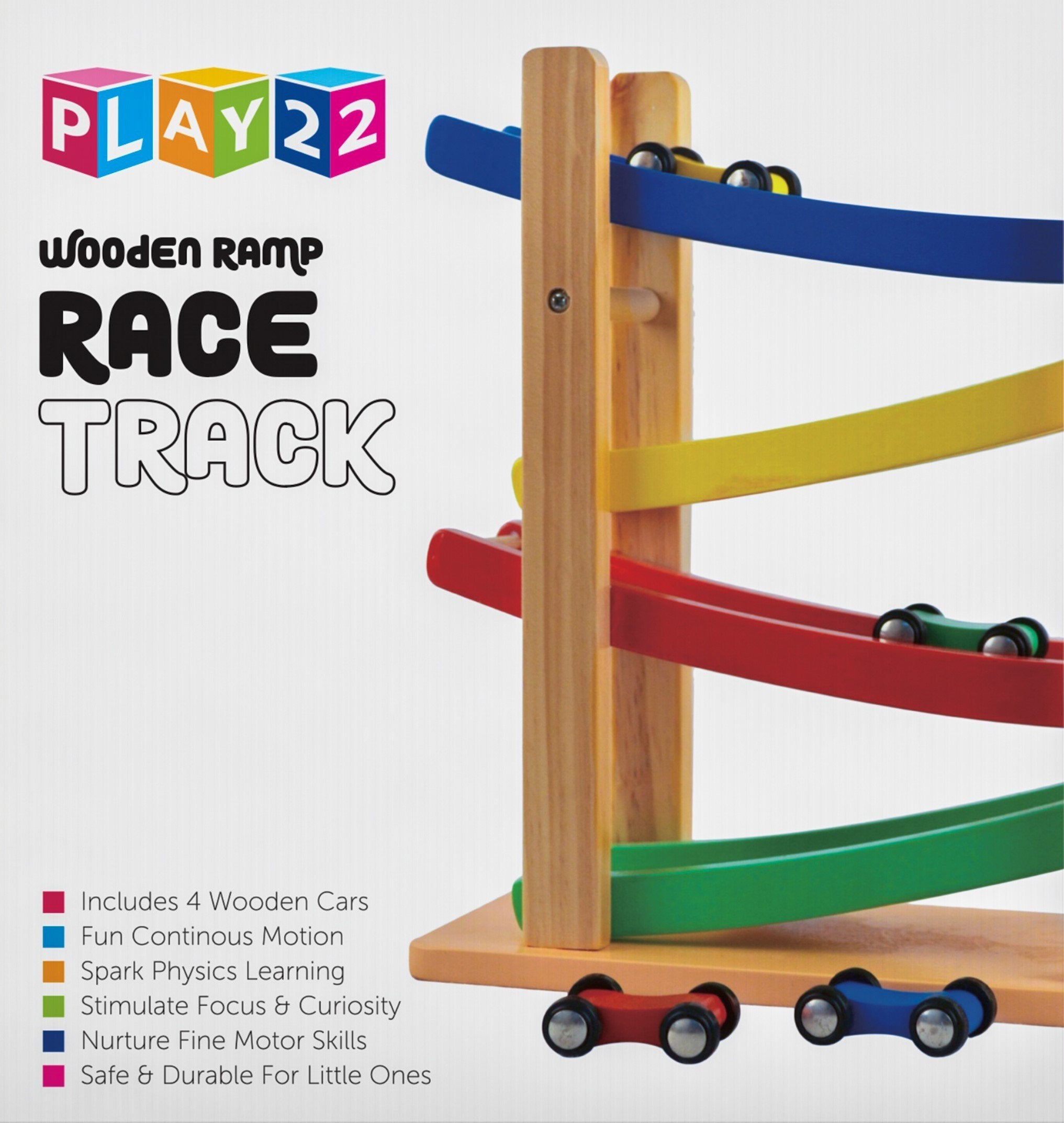 Play22 race track dimensions 11-by-11-by-3-75-inches offer compact setup.