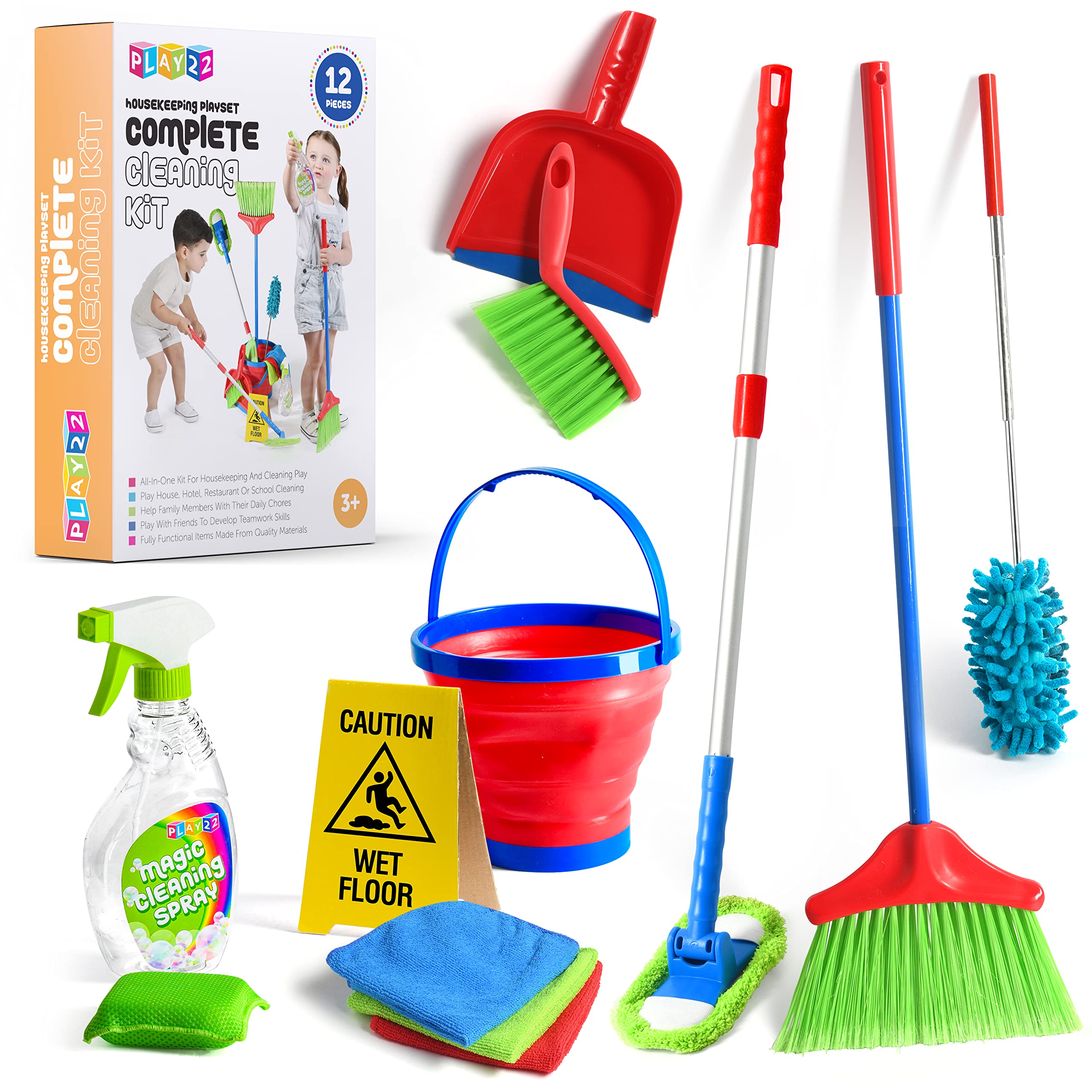 Play22 Kids Cleaning Set broom for imaginative play and practicing basic tidying