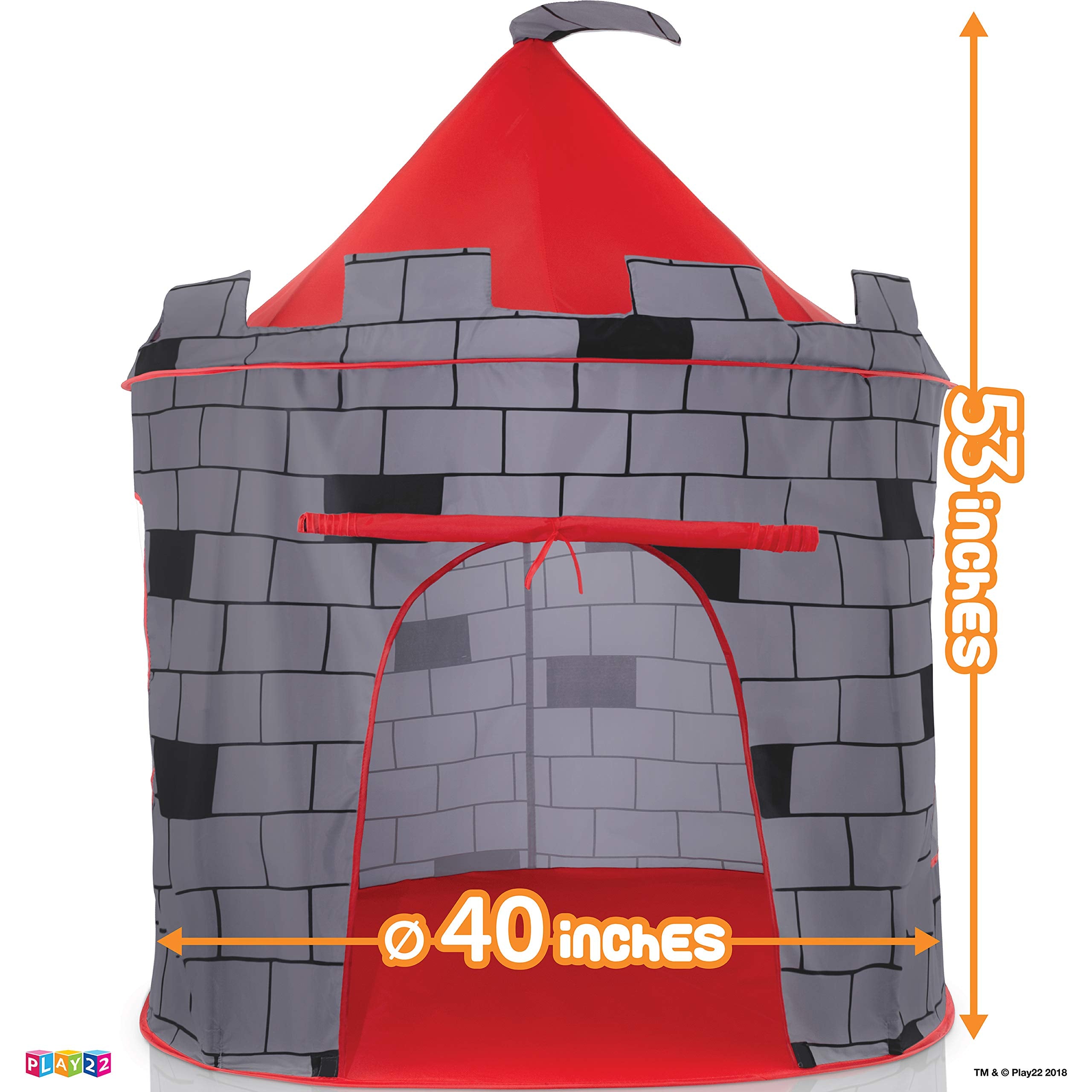 Play22 Knight Castle tent folds into a portable carrying bag for travel