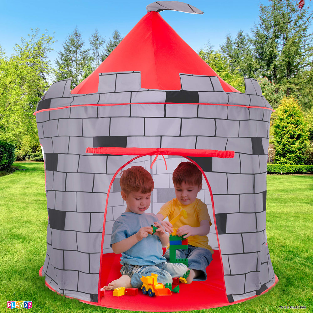 Play22 Knight Castle tent front roll-up door for easy access during play